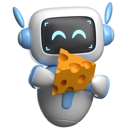 Robot disfrutando del queso  3D Illustration