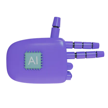 Mano robot disparando violeta  3D Icon