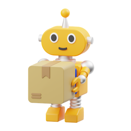 Robot doing package Delivery  3D Icon