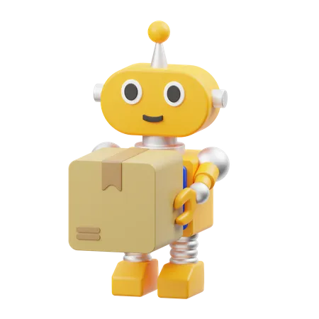 Robot doing package Delivery  3D Icon