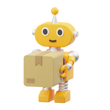 Robot doing package Delivery 3D Icon