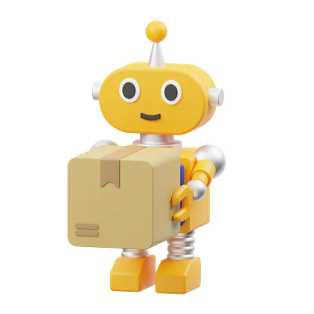 Robot doing package Delivery 3D Icon