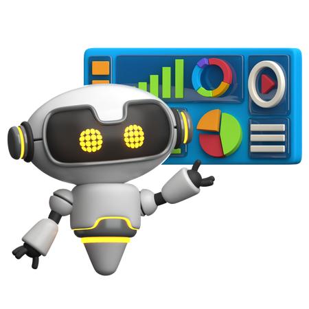 Robot doing Presentation  3D Icon