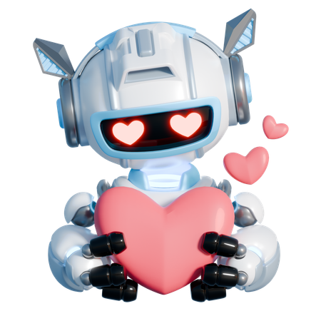 Le robot donne de l'amour  3D Illustration