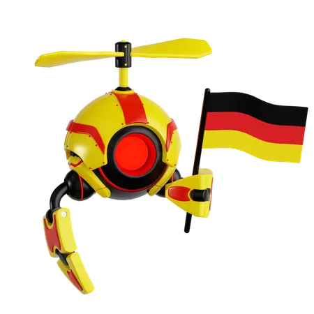 Robot Drone Holding German Flag  3D Icon