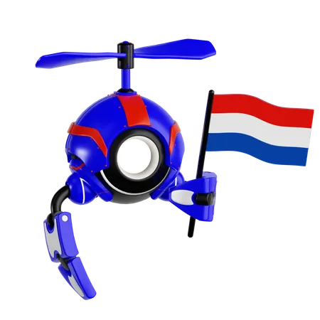 オランダ国旗を掲げるロボットドローン  3D Icon