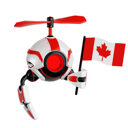 Dron robot sosteniendo la bandera canadiense  3D Icon