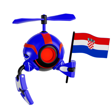 Dron robot sosteniendo la bandera de Croacia  3D Icon