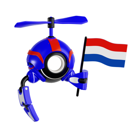 Dron robot sosteniendo la bandera holandesa  3D Icon