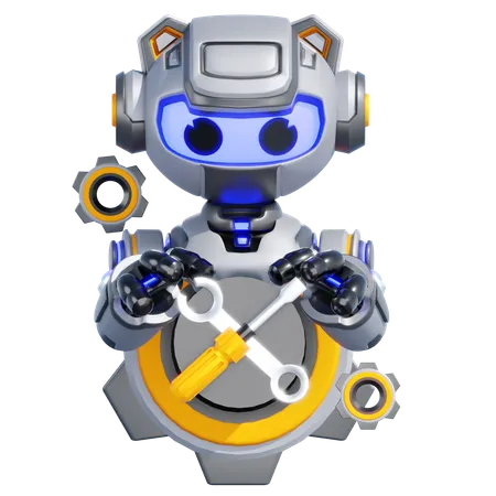 Robot en maintenance  3D Illustration