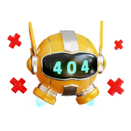 Robot Error 404  3D Illustration
