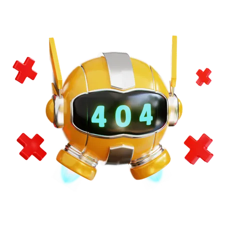 3 D Render Yellow Technology Robot Error 404 Illustration 3D Illustration