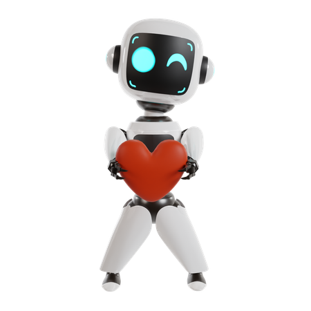 El robot sostiene el corazón  3D Illustration