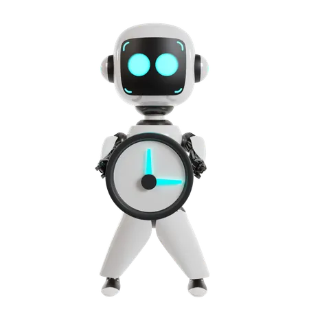 Robot está sosteniendo el reloj  3D Illustration