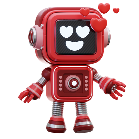 Robot Falls In Love  3D Illustration