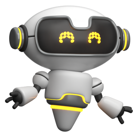 Ilustración 3D de robot feliz  3D Icon