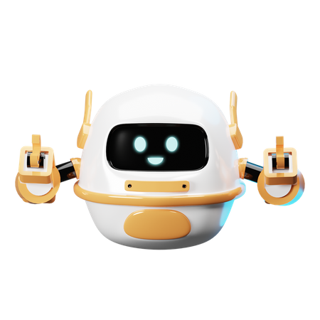 Robot feliz saluda  3D Illustration