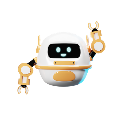 Robot feliz saluda  3D Illustration