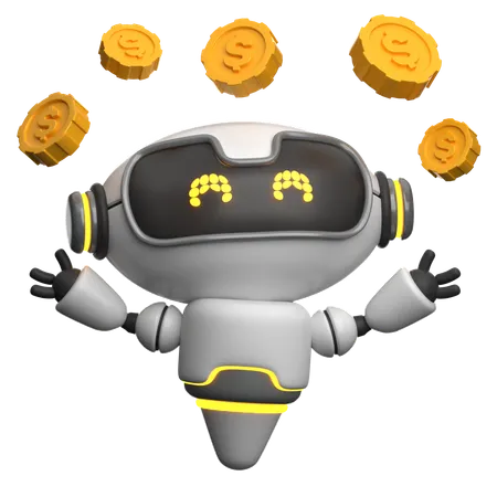 Robot Get Coins  3D Icon