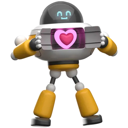 Robot Gift a Heart  3D Illustration