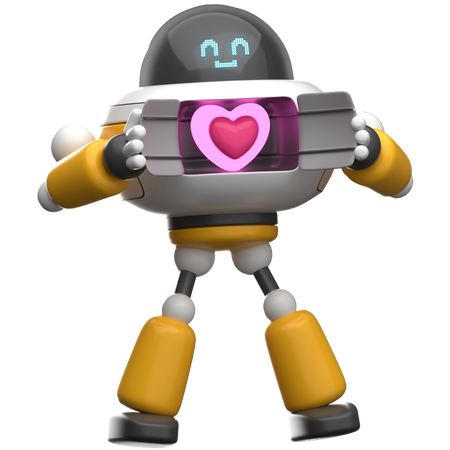 Robot Gift a Heart  3D Illustration