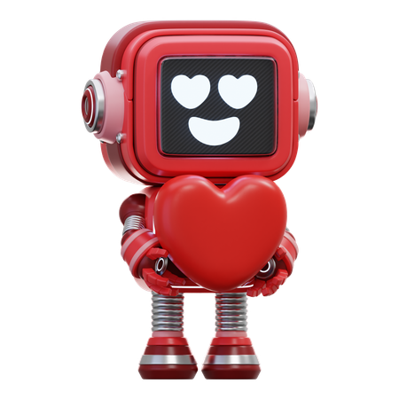 Robot Gives Love  3D Illustration