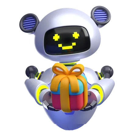 Robot Giving Gift  3D Illustration