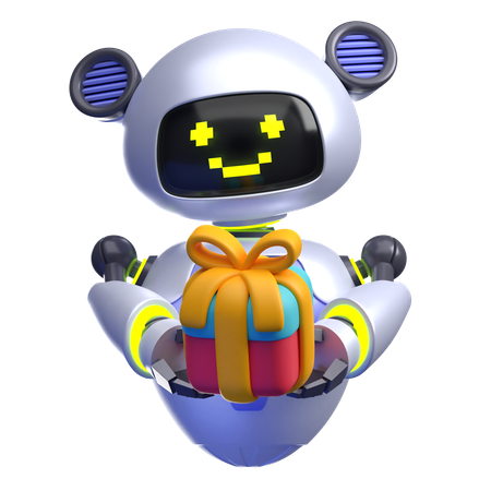 Robot Giving Gift  3D Illustration