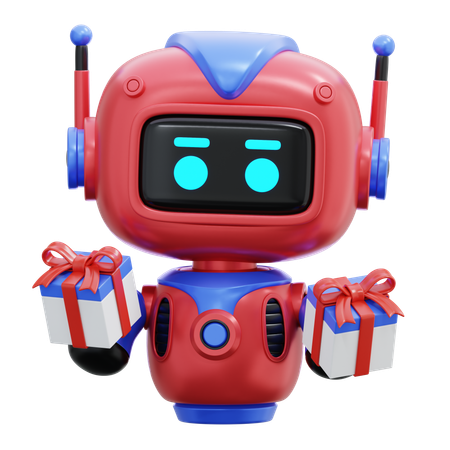 Robot Giving Gifts  3D Illustration