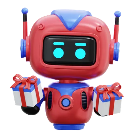Robot Giving Gifts  3D Illustration