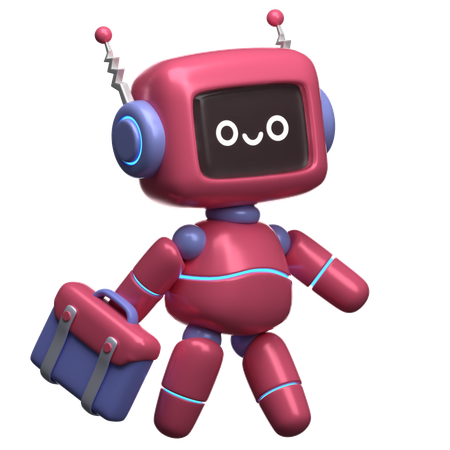 Robot Go To Work  3D Illustration