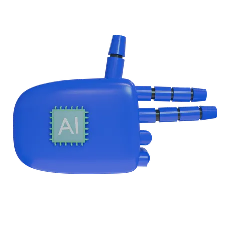 Robot Hand Firing Blue  3D Icon