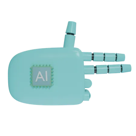 Robot Hand Firing Cyan  3D Icon