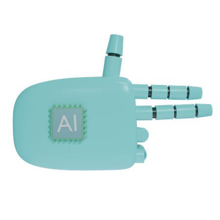 Robot Hand Firing Cyan  3D Icon