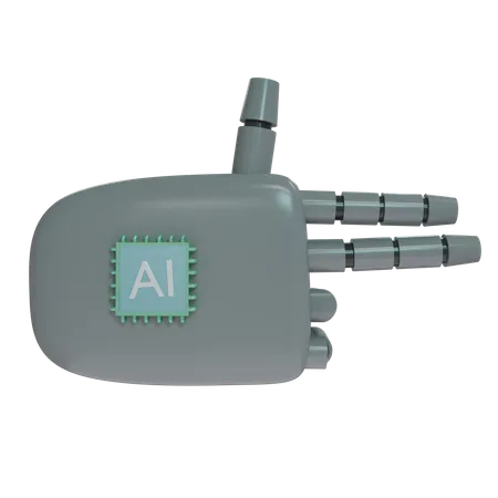 Robot Hand Firing Grey  3D Icon