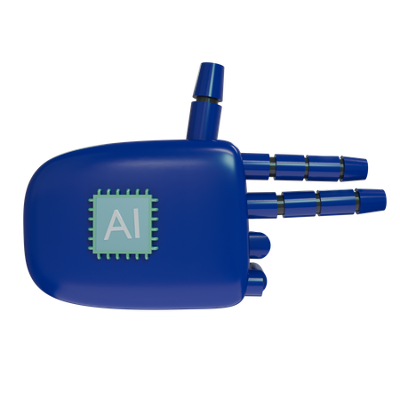 Robot Hand Firing Navy  3D Icon