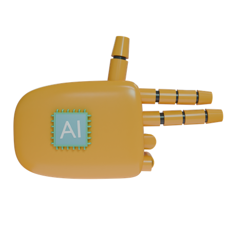 Robot Hand Firing Orange  3D Icon