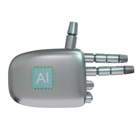 Robot Hand Firing Silver  3D Icon