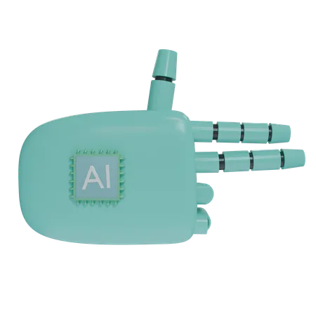 Robot Hand Firing Turquoise  3D Icon