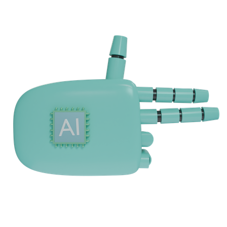 Robot Hand Firing Turquoise  3D Icon