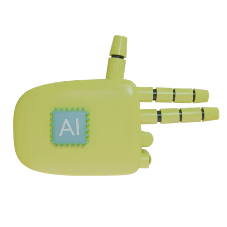 Robot Hand Firing Yellow  3D Icon