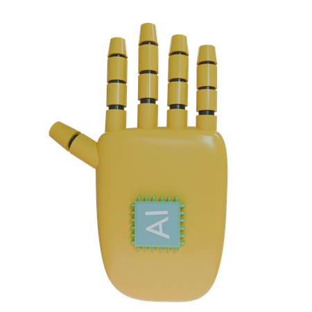 Robot Hand HandUp Amber  3D Icon