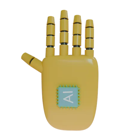 Robot Hand HandUp Amber  3D Icon
