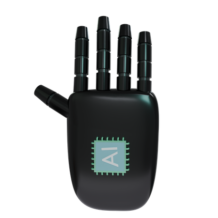 Robot Hand HandUp Black  3D Icon