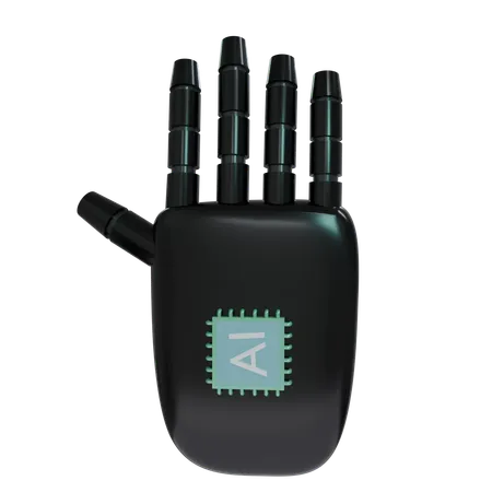 Robot Hand HandUp Black  3D Icon