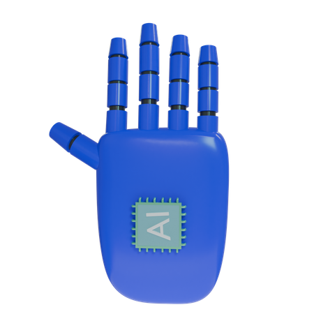 Robot Hand HandUp Blue  3D Icon