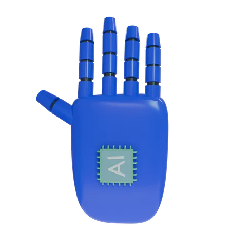 Robot Hand HandUp Blue  3D Icon