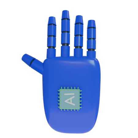 Robot Hand HandUp Blue  3D Icon