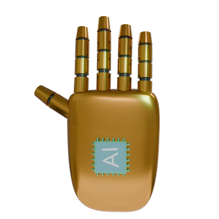 Robot Hand HandUp Bronze  3D Icon