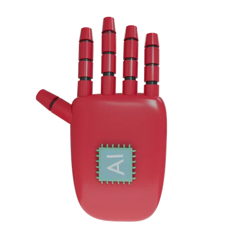 Robot Hand HandUp Crimson  3D Icon